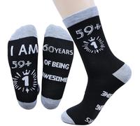 Nfpggs 30th/40th/50th/60th/70th Birthday Socks For Grandad Husband Boyfriend, Funny Socks, Birthday Gifts, Mens Sock Calf-length Cotton Size 9-11 (OF BEING-60th)
