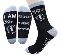 Nfpggs 30th/40th/50th/60th/70th Birthday Socks For Grandad Husband Boyfriend, Funny Socks, Birthday Gifts, Mens Sock Calf-length Cotton Size 9-11 (OF BEING-40th)