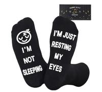 Nfpggs Funny Sleeping Socks for Men Women Teens Boys - I’m Not Sleeping,Just Resting My Eye Socks Fathers Gifts for Dad Husband Stocking Fillers (UK, Alpha, One Size, Regular, Regular, Black-02)