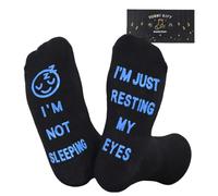 Nfpggs Funny Sleeping Socks for Men Women Teens Boys - I’m Not Sleeping,Just Resting My Eye Socks Fathers Gifts for Dad Husband Stocking Fillers (UK, Alpha, One Size, Regular, Regular, Blue-02)
