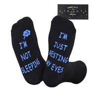 Nfpggs Funny Sleeping Socks for Men Women Teens Boys - I’m Not Sleeping,Just Resting My Eye Socks Fathers Gifts for Dad Husband Stocking Fillers (UK, Alpha, One Size, Regular, Regular, Blue-01)