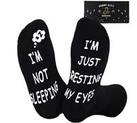 Nfpggs Funny Sleeping Socks for Men Women Teens Boys - I’m Not Sleeping,Just Resting My Eye Socks Fathers Gifts for Dad Husband Stocking Fillers (UK, Alpha, One Size, Regular, Regular, Black-01)