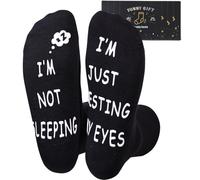 Nfpggs Funny Sleeping Socks for Men Women Teens Boys - I’m Not Sleeping,Just Resting My Eye Socks Fathers Gifts for Dad Husband Stocking Fillers (UK, Alpha, One Size, Regular, Regular, Black-01)