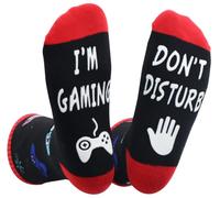 Nfpggs Gaming Socks, Fun Game Gift For Men Women Teenage Boys,DO NOT DISTURB, I AM BUSY GAMING sock, Birthdays, Christmas, Father's Day Present (red)