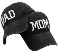Nfpggs Mom and Dad Hats Mom Dad Gifts Hat Embroidered Adjustable Baseball Caps Gift for Couples Parents (UK, Alpha, M, 4XL, Black Dad& Black Mom)