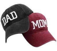 Nfpggs Mom and Dad Hats Mom Dad Gifts Hat Embroidered Adjustable Baseball Caps Gift for Couples Parents (UK, Alpha, M, 4XL, Black Dad&Red Mom)