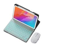 NFQZAWSKX Accessories, Silicone+Leather Protective Case with Pen Slot, Detachable Keyboard Suitable for Honor X8A-11 inch(Black+White backlit KB+mouse)