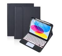 NFQZAWSKX Leather Case Magnetic Pen Slot, Seven-color Backlit Touch Keyboard Compatible with iPad Pro 11 inch 2018-2022(Black+Keyboard 2)
