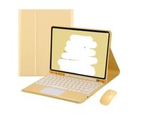 NFQZAWSKX Magnetic Round Keycap Keyboard Tablet Protective Case Suitable for iPad Air4/5/6 M2/3 10.9/Pro 11 inch universal(Lemon Yellow+Touch KB+Mouse)