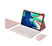 NFQZAWSKX Square/Round Keycap Keyboard Protective Case with Pen Slot Suitable for Xiaomi Pad 6S Pro 12.4 inches(Pink+Round Cap Backlit Keyboard)