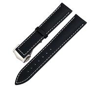 NFRFK 19/20mm Nylon Leather Canvas Watchband 21/22mm Fit for Omega AT150 Seamaster Planet Ocean Watch Nylon Strap(Black White,22mm)