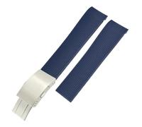 NFRFK 19mm 20mm 21mm Rubber Silicone Watch Strap Black Blue Watchband for Master Conquest HydroConquest L3 Series Watch(Blue silver,20mm)