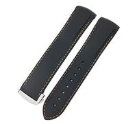 NFRFK 19mm 20mm Rubber Watchband 21mm 22mm for IWC PILOT Mark 18 Spitfire chronograph IW3270 IW3777 IW5010 Curved end Watch Strap(Black Orange,19mm)