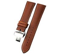 NFRFK 20mm 21mm 22mm Leather Watch Strap Black Brown Watch Bands For Rolex For Omega Seamaster 300 For Hamilton For Seiko For IWC For Tissot Bracelet(Dark brown silver,20mm)