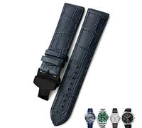 NFRFK 20mm 21mm 22mm Leather Watch Strap Black Brown Watch Bands For Rolex For Omega Seamaster 300 For Hamilton For Seiko For IWC For Tissot Bracelet(Dark blue black,20mm)