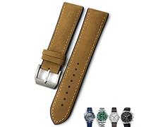 NFRFK 20mm 21mm 22mm Leather Watch Strap Black Brown Watch Bands For Rolex For Omega Seamaster 300 For Hamilton For Seiko For IWC For Tissot Bracelet(Crazy horse silver 1,22mm)