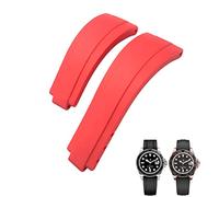 NFRFK 20mm 21mm Rubber Short Buckle Watchband Fit For Rolex Daytona Submariner Role OYSTERFLEX Yacht Master Small Wrist Silicone Strap(Red,21mm)