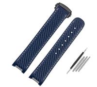 NFRFK 20mm 21mm Rubber Silicone Watch Strap For Omega Seamaster 300 AT150 Aqua Terra Ultra Light 8900 Steel Buckle Blue Watchband Bracelets(Blue-black bucke,21mm)