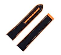 NFRFK 20mm 22mm Nylon Rubber Watchband For Omega Strap SEAMASTER PLANET OCEAN Deployant Clasp Watch Band Accessories Bracelet Chain(Blk Orange,22mm-Silver Buckle)