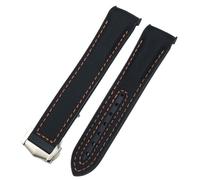 NFRFK 21mm 22mm Curved End Blue Red Fabric High Density Nylon Rubber Watchband 19mm 20mm Fit For Omega Seamaster 300 Planet Ocean AT150 Watch Strap(Black nylon orange 1-01,21mm)