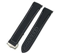 NFRFK 21mm 22mm Curved End Blue Red fabric Nylon Rubber Watchband 19mm 20mm Fit for Omega Seamaster 300 Planet Ocean AT150 Watch Strap(Black nylon white 1,22mm)