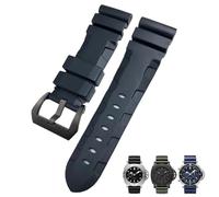NFRFK 26mm 24mm Nature Rubber Watchband Fit for Panerai PAM Silicone Red Blue Watch Strap Waterproof Bracelets Tools(Blue black,24mm)
