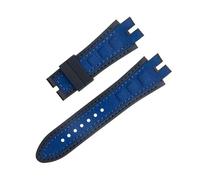 NFRFK 28mm Black Blue Red Yellow Nubuck Leather Belt Silicone Watch Band Accessories Fit For Roger Dubuis Strap For EXCALIBUR Series(Blue 8)