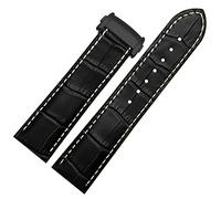 NFRFK Cowhide Leather Watchband 20mm 22mm Strap Folding Buckle For Hamilton Khaki Aviation Classic Series Men Bracelet(Black-black B,20mm)