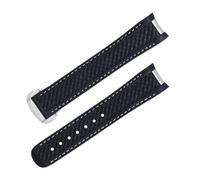 NFRFK Curved End Fluorous Rubber for Omega strap Seamaster 300 AQUA TERRA AT150 8900 Watch Soft strap Men Replacement(Black 9)