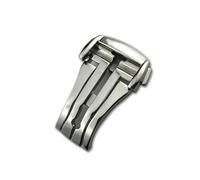 NFRFK Deployment Watch Buckle Folding Clasp 16mm 18mm 20mm for Omega Leather Strap Rubber Band 316L Steel Black Silver Accessories(Silver style 1)