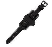 NFRFK Dualuse leather watch vintage wristband Cowhide Leather thick Strap For Panerai leisure soft Bracelet 20 22 24 26mm watchbands(Black black rivet,20mm)