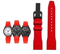 NFRFK For IWC Fluoro Rubber Watch Strap Quick Release Pilot AMG Petronas F1 Team Waterproof Sports Bracelet Watchband 20mm 21mm 22mm(Red-black B,20mm)