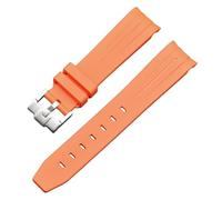 NFRFK For Moonswatch Watch Curved No Gap Rubber Strap For Omega Swatch Joint Planet Series Moon Mercury Curved Rubber Strap Men Women 20MM Watchbands(Orange)