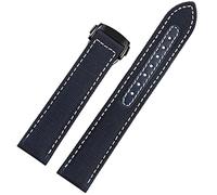 NFRFK For Omega Seamaster 300 Fabric Leather AQUA TERRA 150 cupuncture needle captain Woven Nylon Canvas Watch Strap 19mm 20mm 21mm 2mm Watchbands(Blue white black,20mm)