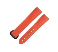 NFRFK For Omega Strap For AT150 Seamaster 300 Planet Ocean De Ville Speedmaster Curved End Watch Band 20mm New Orange High Density Nylon Cowhide Watchbands