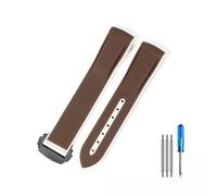 NFRFK For Omega Swatch Planet Joint Name Series 20mm Color Matching Silicone Watch Strap Arc Interface Waterproof Replace Watchbands(Brown-Black-Z3)