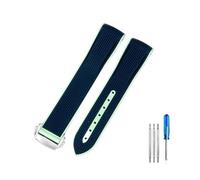 NFRFK For Omega Swatch Planet Joint Name Series 20mm Color Matching Silicone Watch Strap Arc Interface Waterproof Replace Watchbands(Blue green-Steel-Z3)