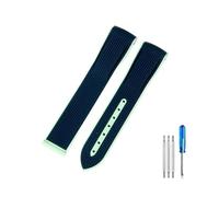 NFRFK For Omega Swatch Planet Joint Name Series 20mm Color Matching Silicone Watch Strap Arc Interface Waterproof Replace Watchbands(Blue Green-No buckle)