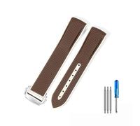 NFRFK For Omega Swatch Planet Joint Name Series 20mm Color Matching Silicone Watch Strap Arc Interface Waterproof Replace Watchbands(Brown-Steel-Z3)