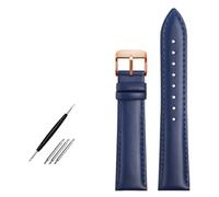 NFRFK Genuine Leather Bracelet 19mm 20mm 21mm 22mm Watch Strap For Longines L29094920 Watchband Top Layer Cowhide Wristwatches Band(P blue pin rose,19mm)