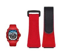 NFRFK Genuine Leather strap, suitable for Richard Mille nylon strap, men RM50/53 screwdriver, four-star or five-star screw head,25mm(Red black)