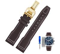 NFRFK Genuine Leather Watch Strap for IWC Pilots Little Prince Male Mark 18 Big Fly Portugal Soft Comfortable Watchband 20mm Wristband(Brown White-gold-ZK,20mm)