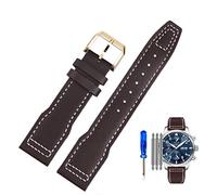 NFRFK Genuine Leather Watch Strap for IWC Pilots Little Prince Male Mark 18 Big Fly Portugal Soft Comfortable Watchband 20mm Wristband(Brown White-gold-K10,20mm)
