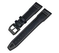 NFRFK Genuine Leather Watchband For IWC Mark XVIII Le Petit Prince Pilot’s Watch 20mm 21mm 22mm Cowhide Strap(Black white black,20mm)