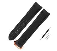 NFRFK High Density Nylon Rubber Watchband For Omega X Swatch Joint MoonSwatch Constellation Waterproof 20mm Watch Strap Curved End Band(BK-black rose,22mm)