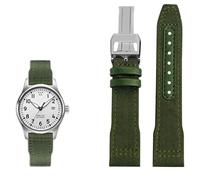 NFRFK Nylon Leather Watchband 20mm 21mm 22mm Fit for IWC Le Petit Prince Big Pilot IW3777 Black Sport Canvas Watch Strap(Green silver,22mm)