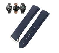 NFRFK Rubber Watchband 22mm 20mm Curved End Silicone Strap Fit for Omega x watch Seamaster Speedmaster AT150 De Ville Seiko Fabric Watch Strap(Blue silver,22mm)