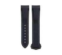 NFRFK Soft Flexible Rubber Watchband For Omega Speedmaster Moonwatch Seamaster 300 AT150 PLANET OCEAN 600 Wristband 20/21/22mm Black Tip Buckle(Black White,22mm)