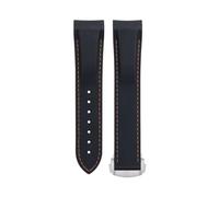 NFRFK Soft Flexible Rubber Watchband For Omega Speedmaster Moonwatch Seamaster 300 AT150 PLANET OCEAN 600 Wristband 20/21/22mm Silver round buckle(Black Orange,22mm)
