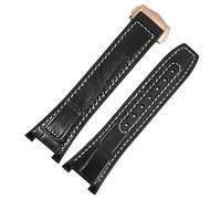 NFRFK Substitute For Omega Constellation Double Eagle 131.133 Series Watchband Manhattan Rubber Cowhide Male Observatory Strap Notch 25-14mm(Black4)